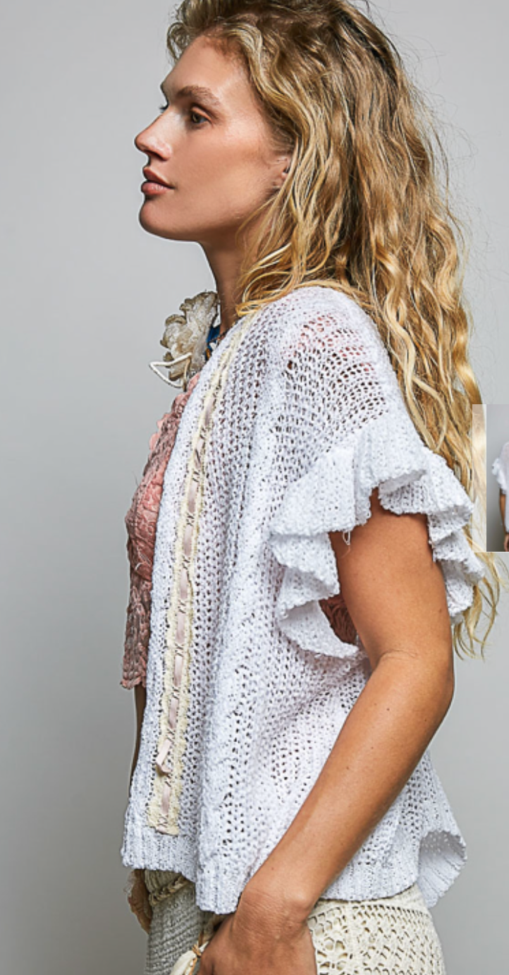 Ruffled Cardigan Top