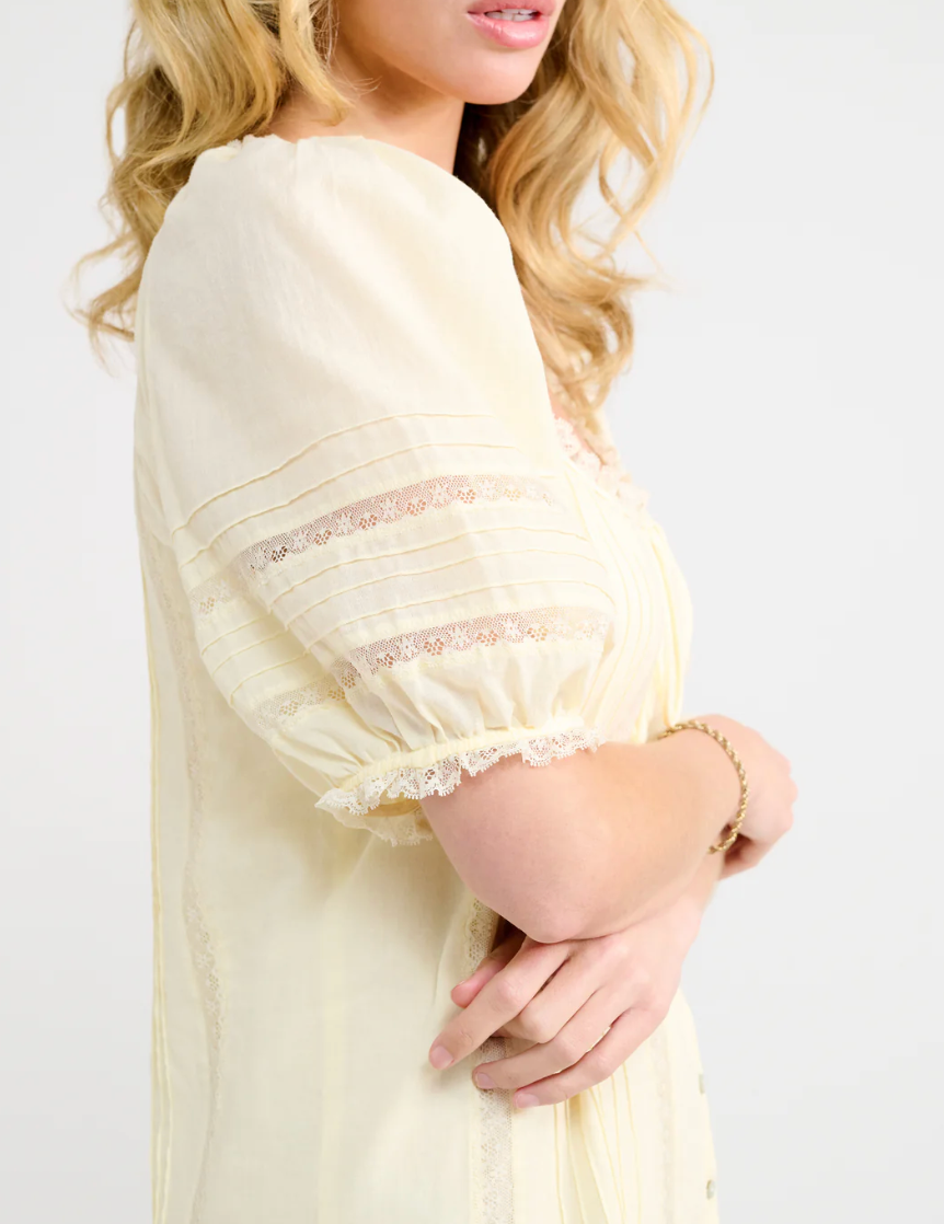 Prairie Mini Dress - Custard