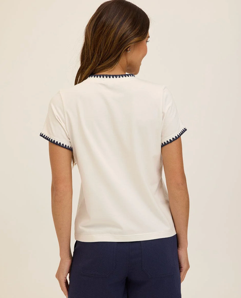 Ginny Stitch Jersey Tee - White