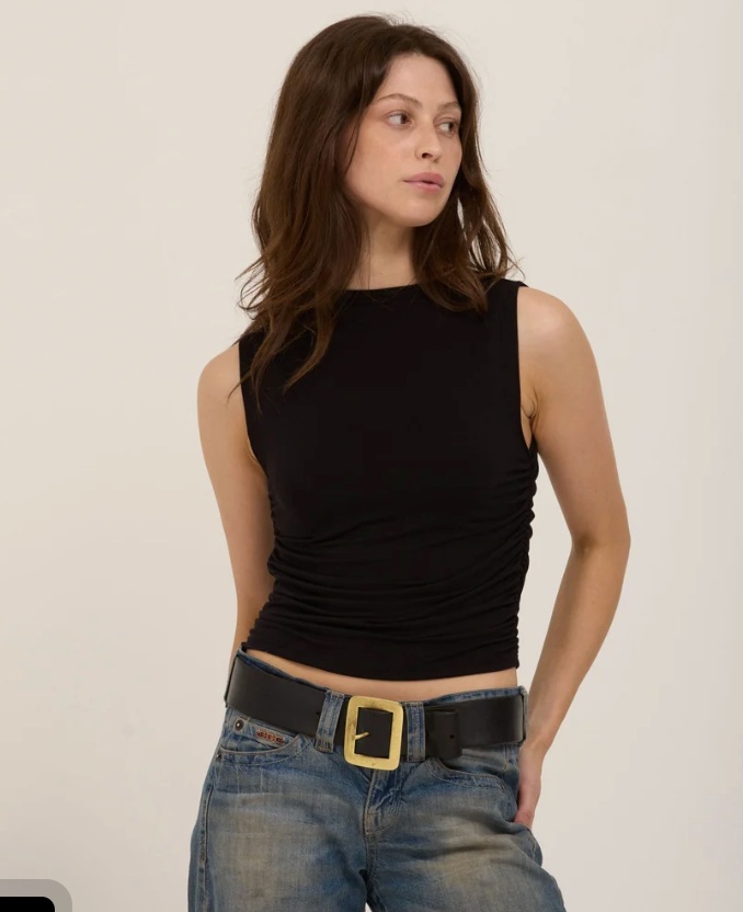 Wyatt Ruched Side Tank - Black