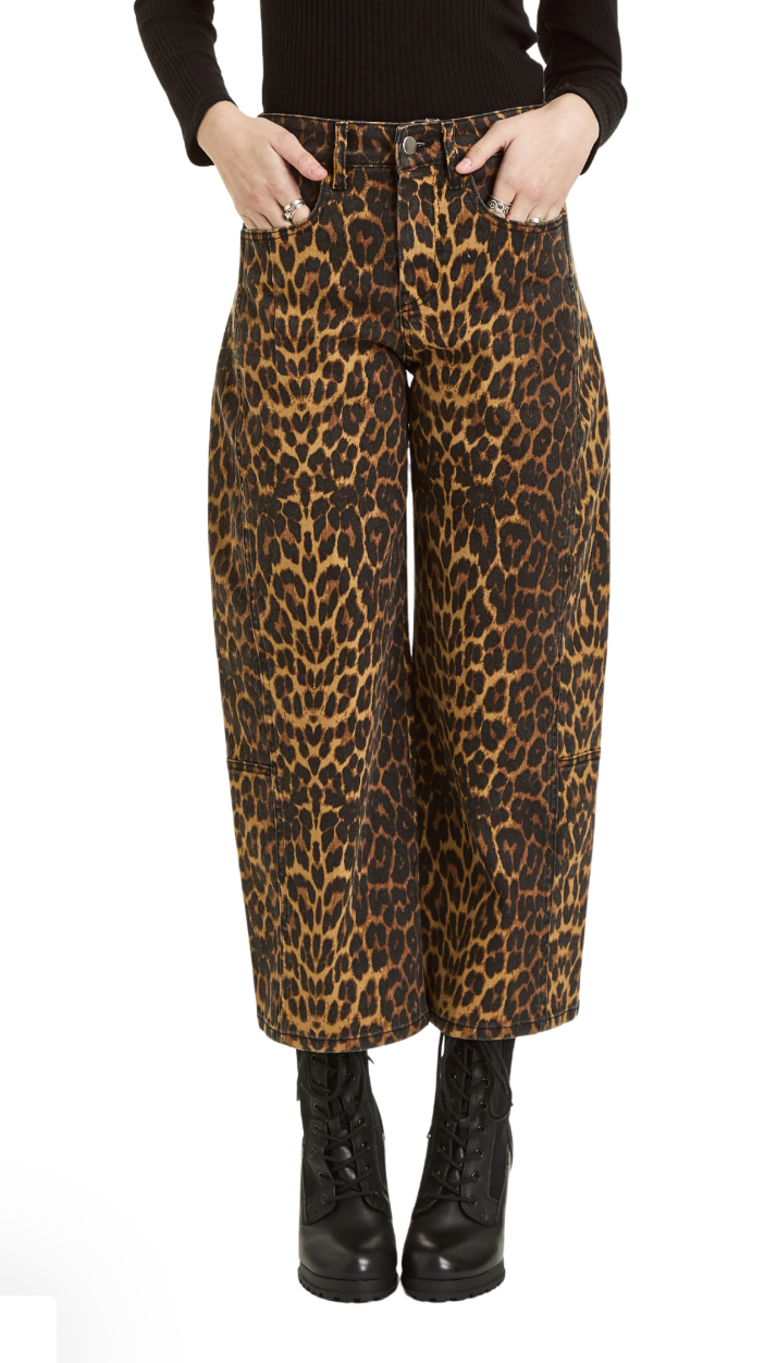 Leopard Print Barrel Pants