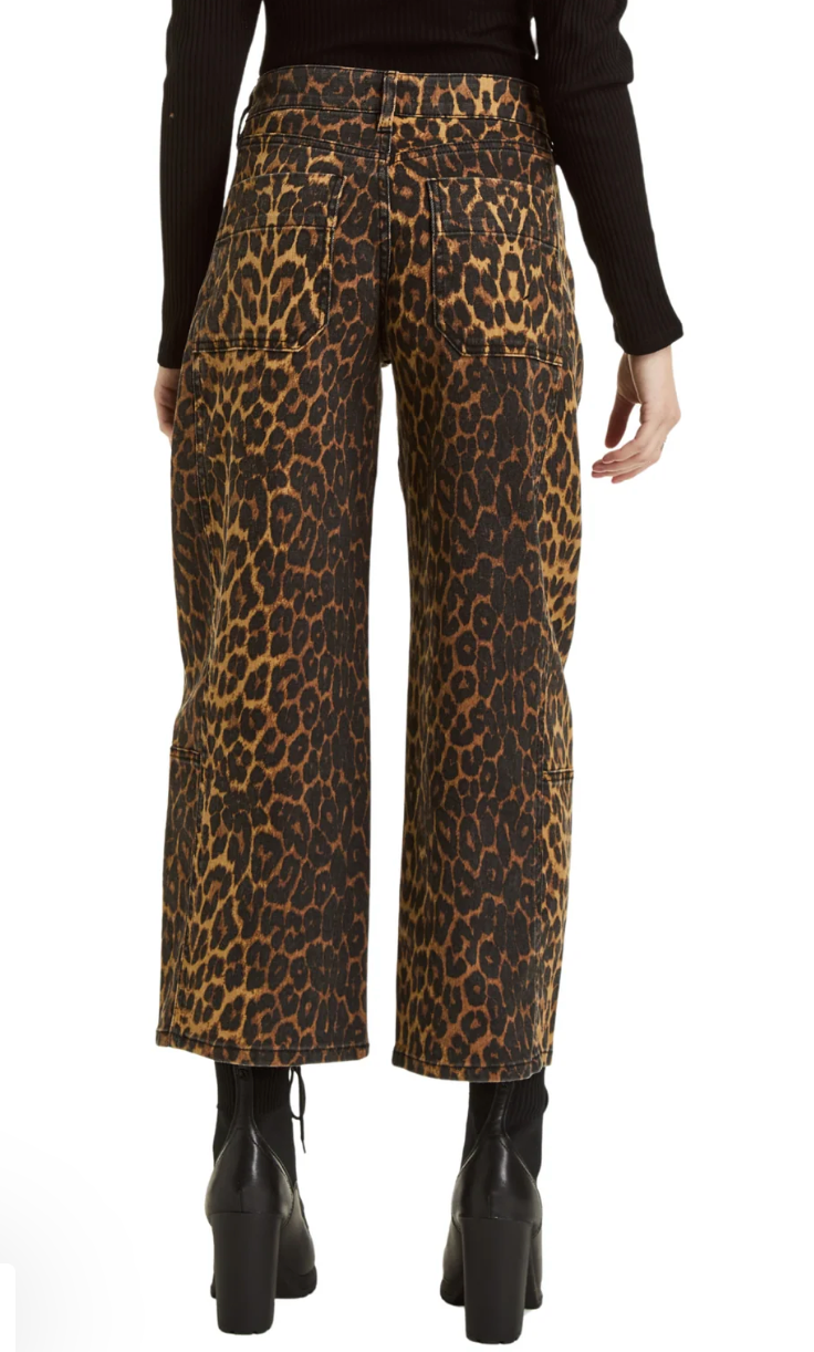 Leopard Print Barrel Pants