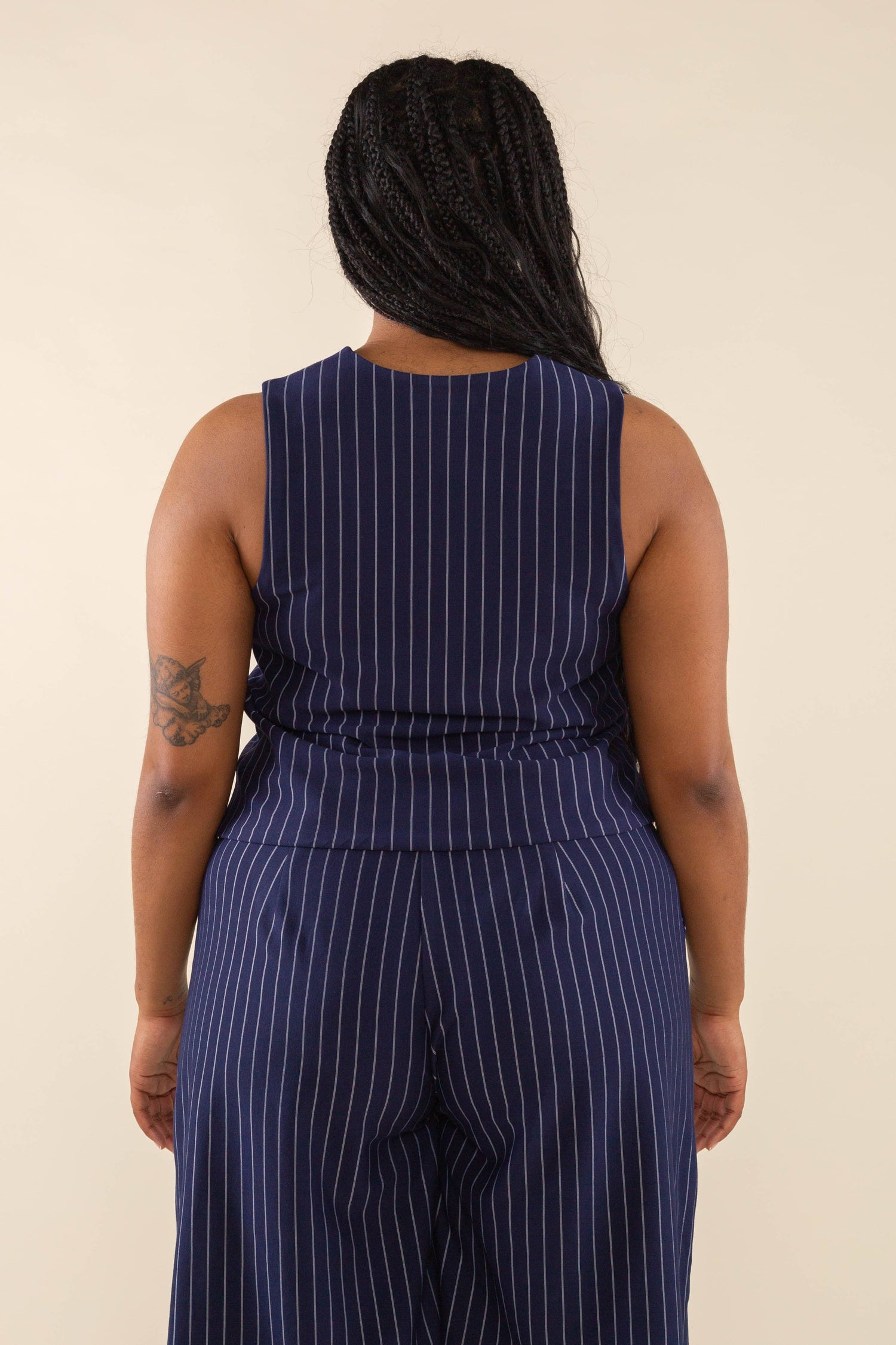 Noah High Neck Pinstripe Vest