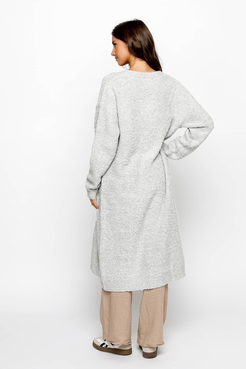 Long Knit Cardigan Grey