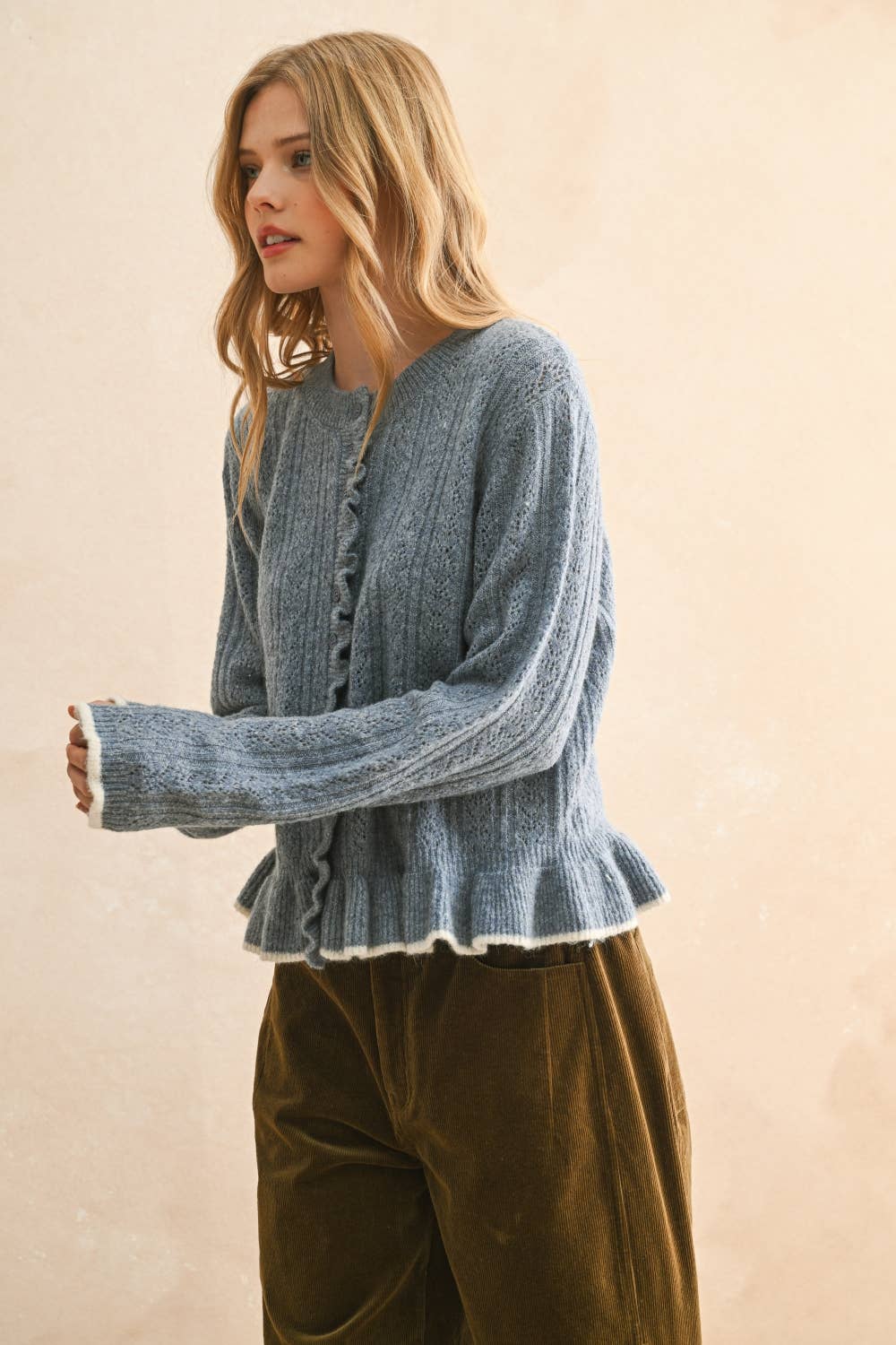 Ruffled Blue Cardigan