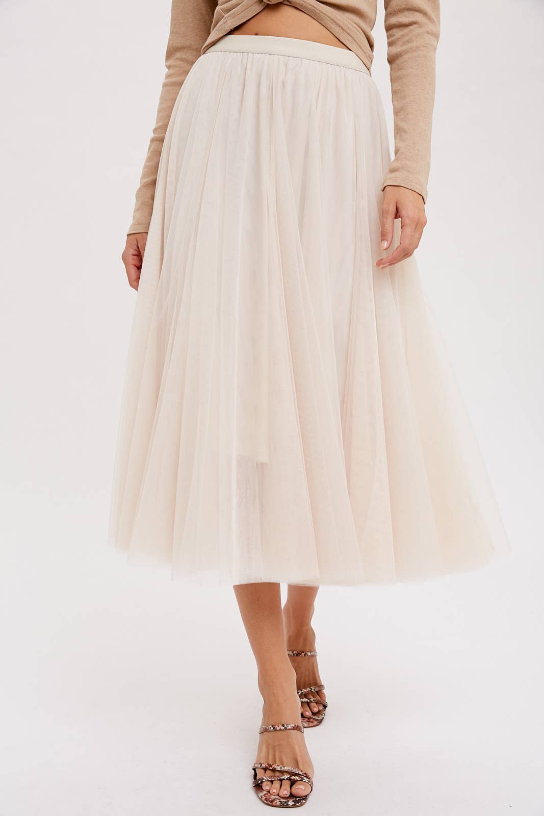 Tulle Midi Skirt - Shell