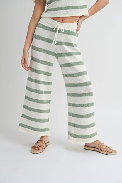 Sage Wide Stripe Knit Pants