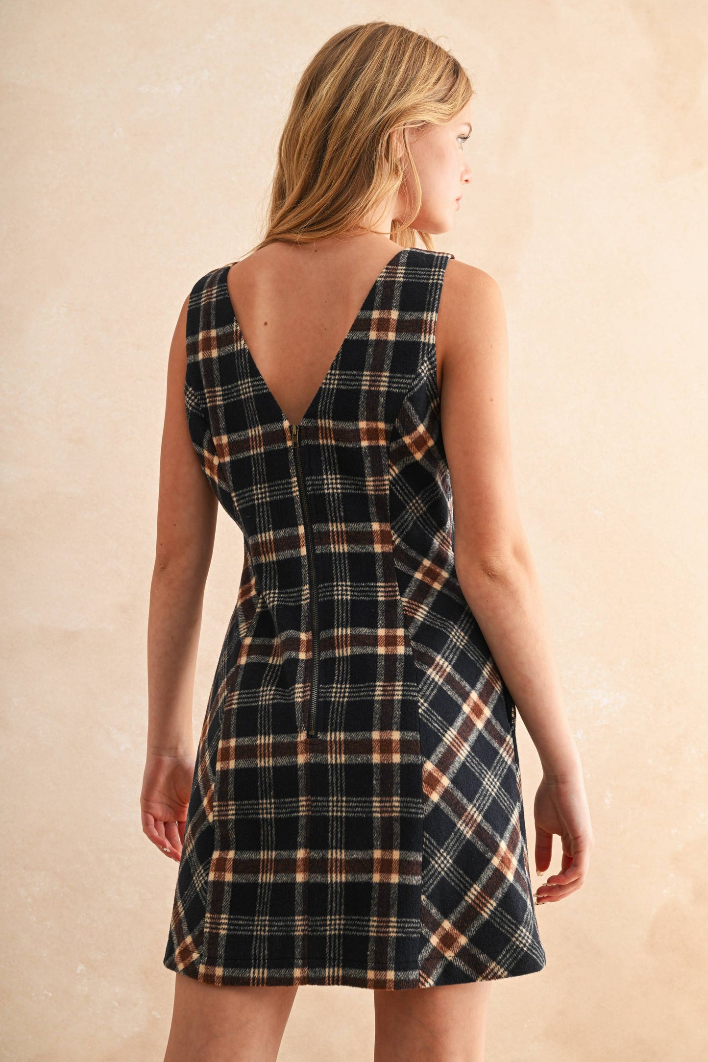 Plaid Pattern Mini Dress