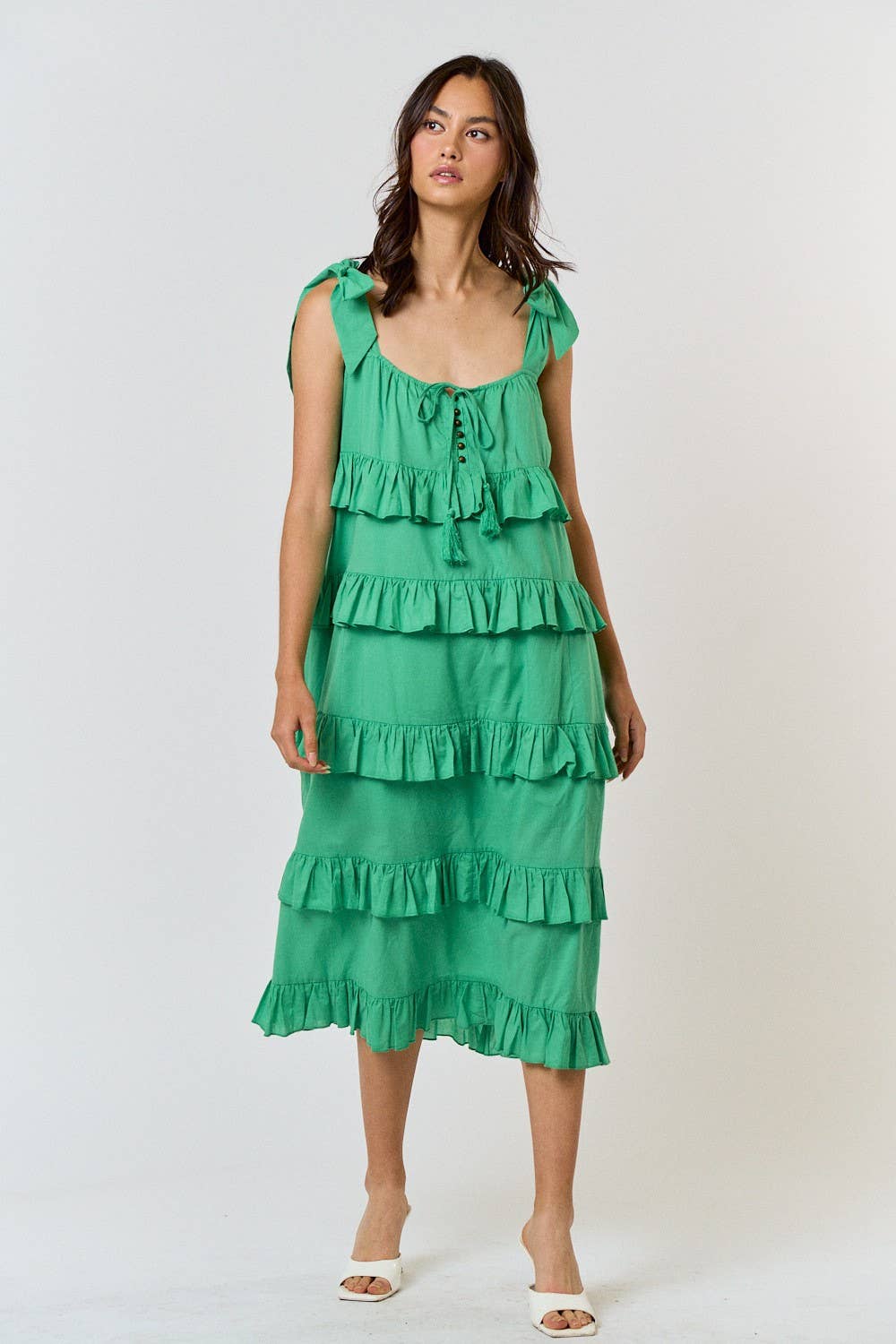 Green Maxi Ruffle Dress