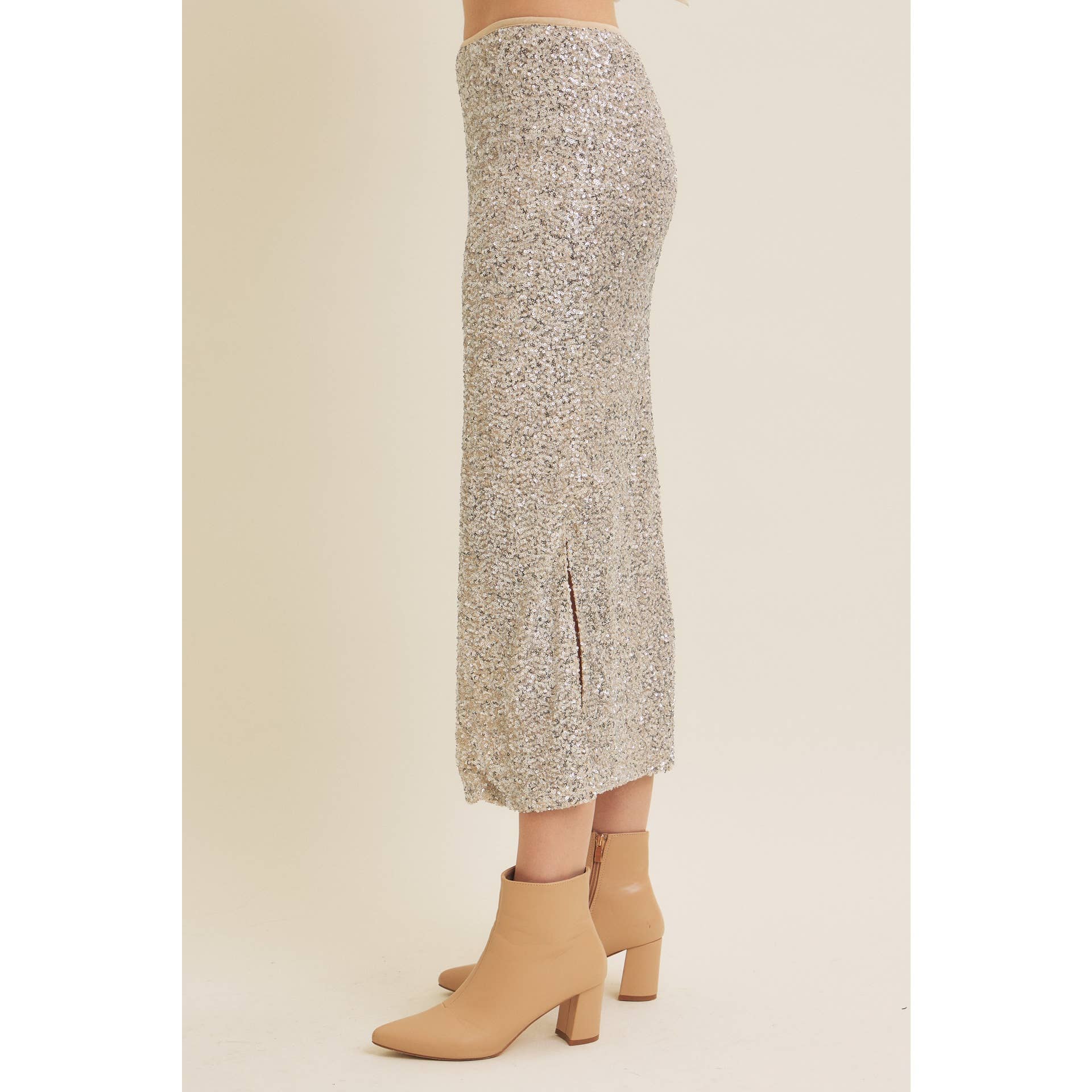 Stretchy Sequin Midi Skirt