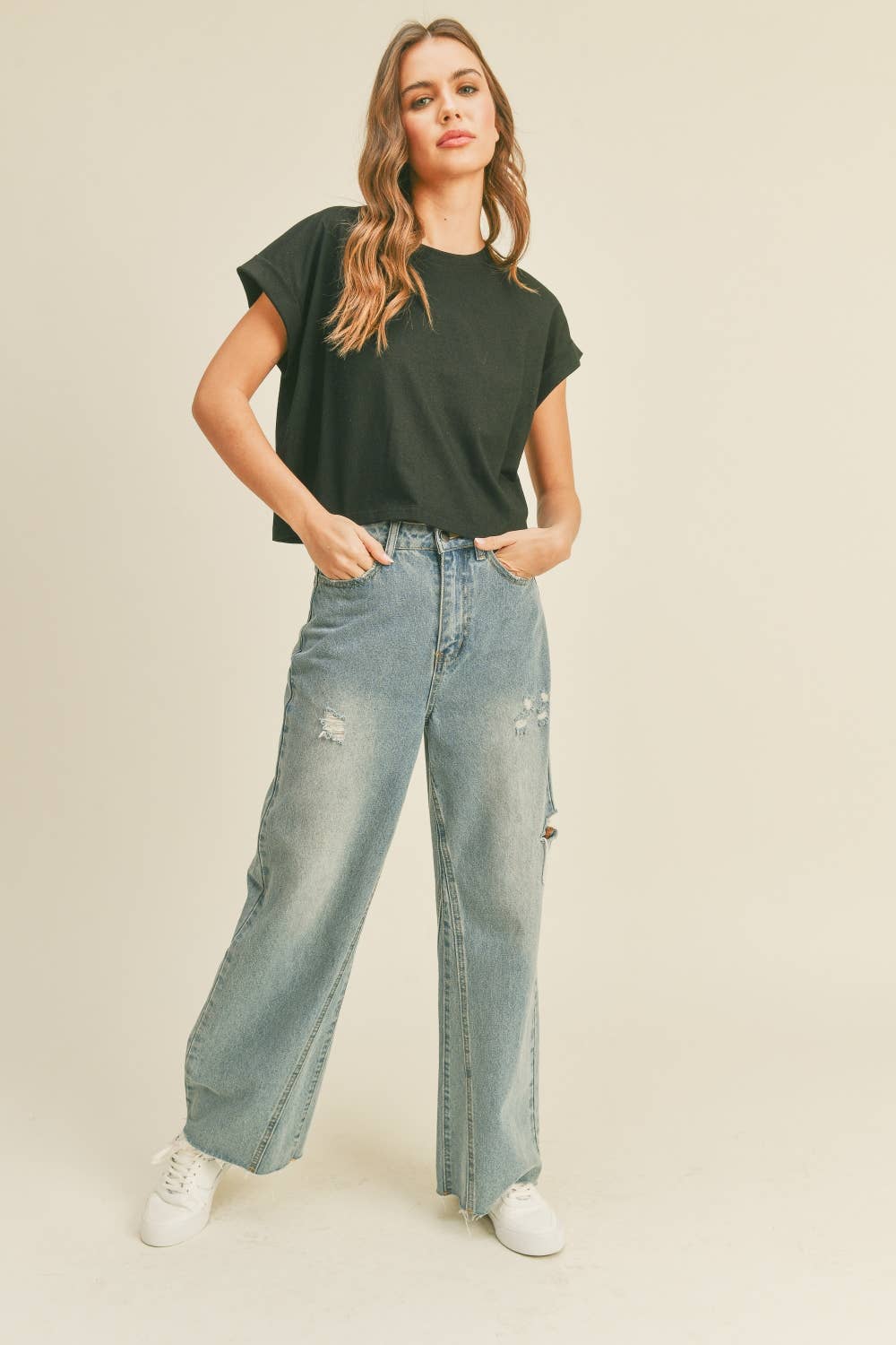 Black Cuffed Sleeve Tee