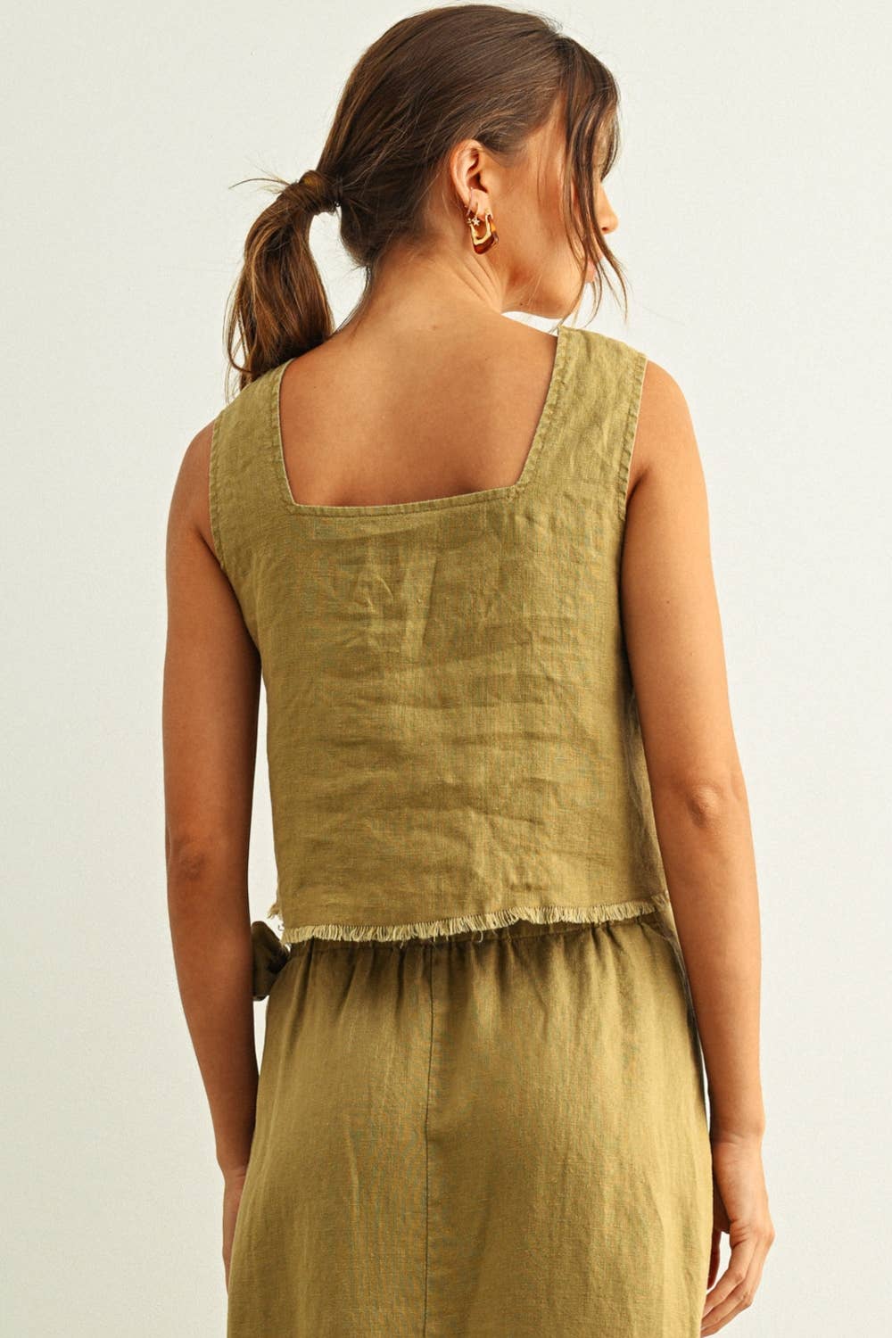 Square Raw Hem Top