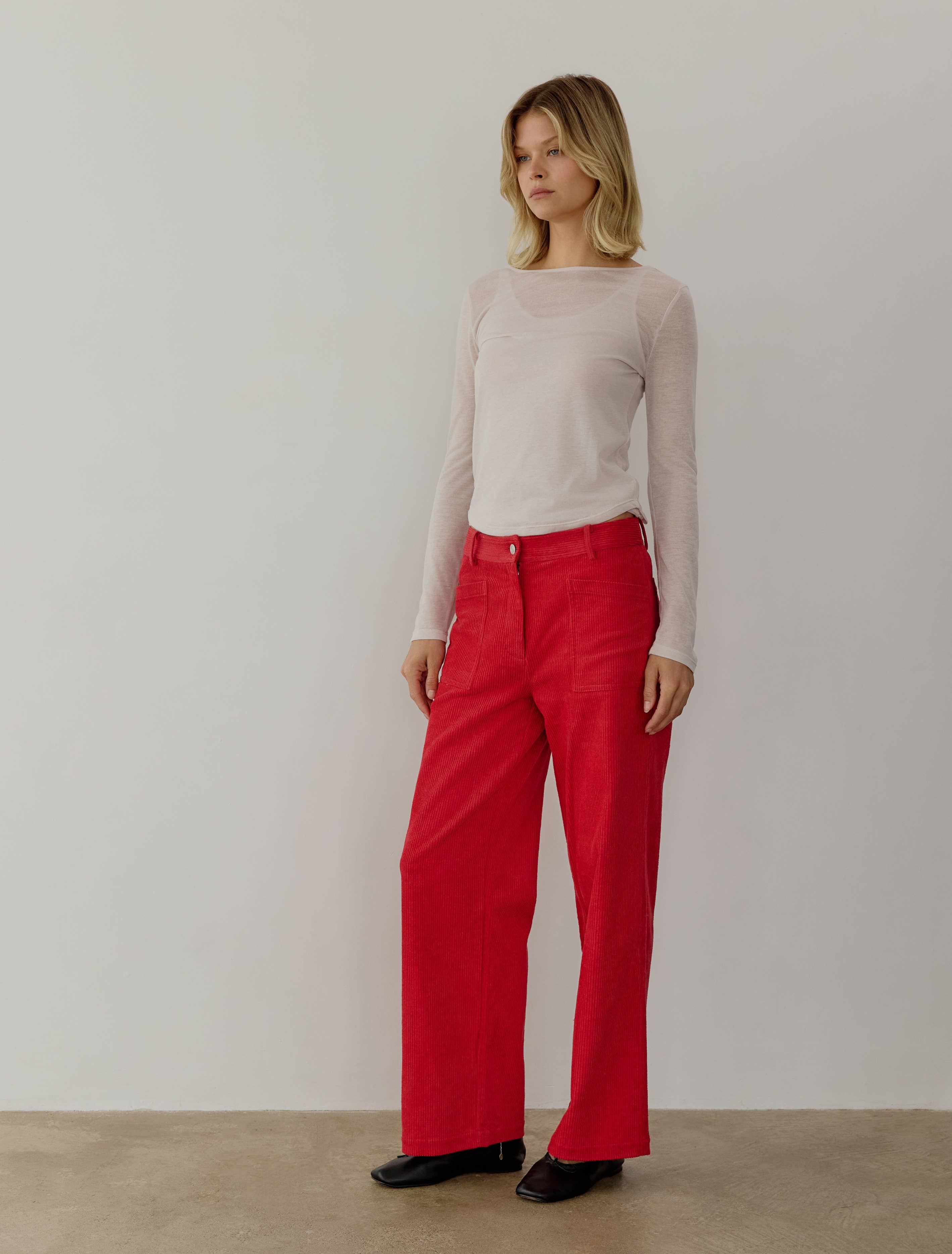 Nadya Corduroy Pants - Red