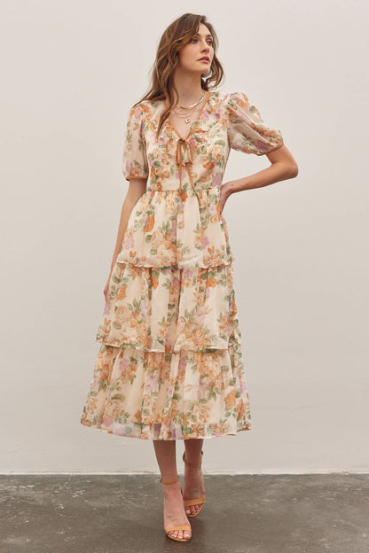 Victorian Floral Midi Dress