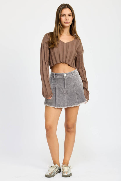 Wide Rib Brown Long Sleeve