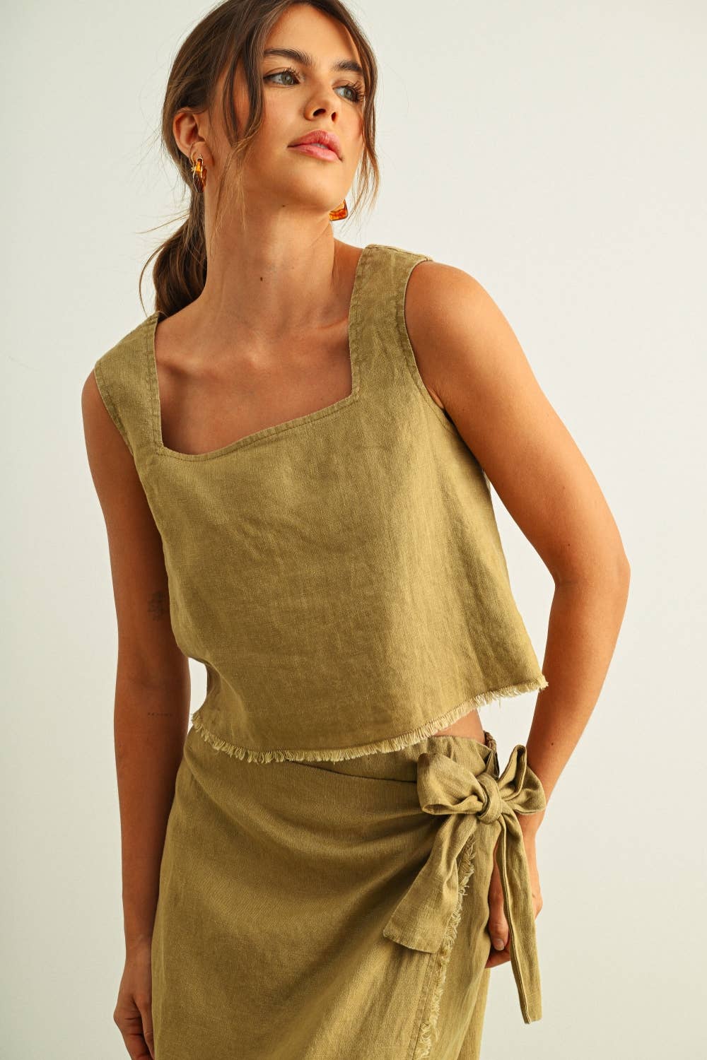 Square Raw Hem Top