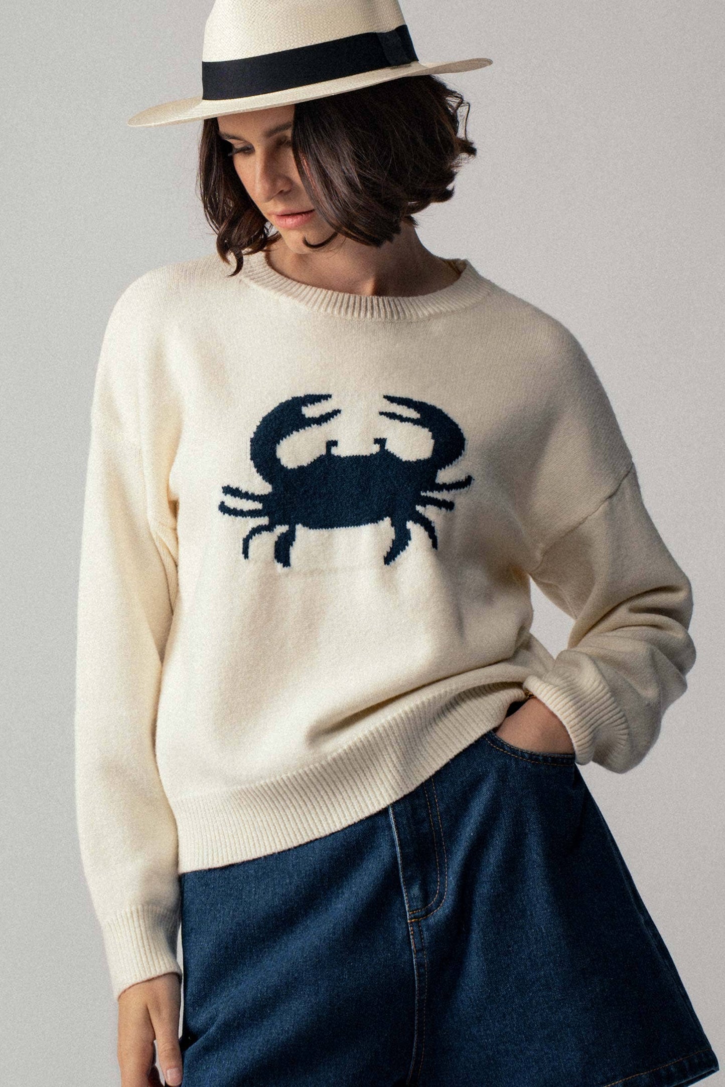 Cream Crab Knit Sweater