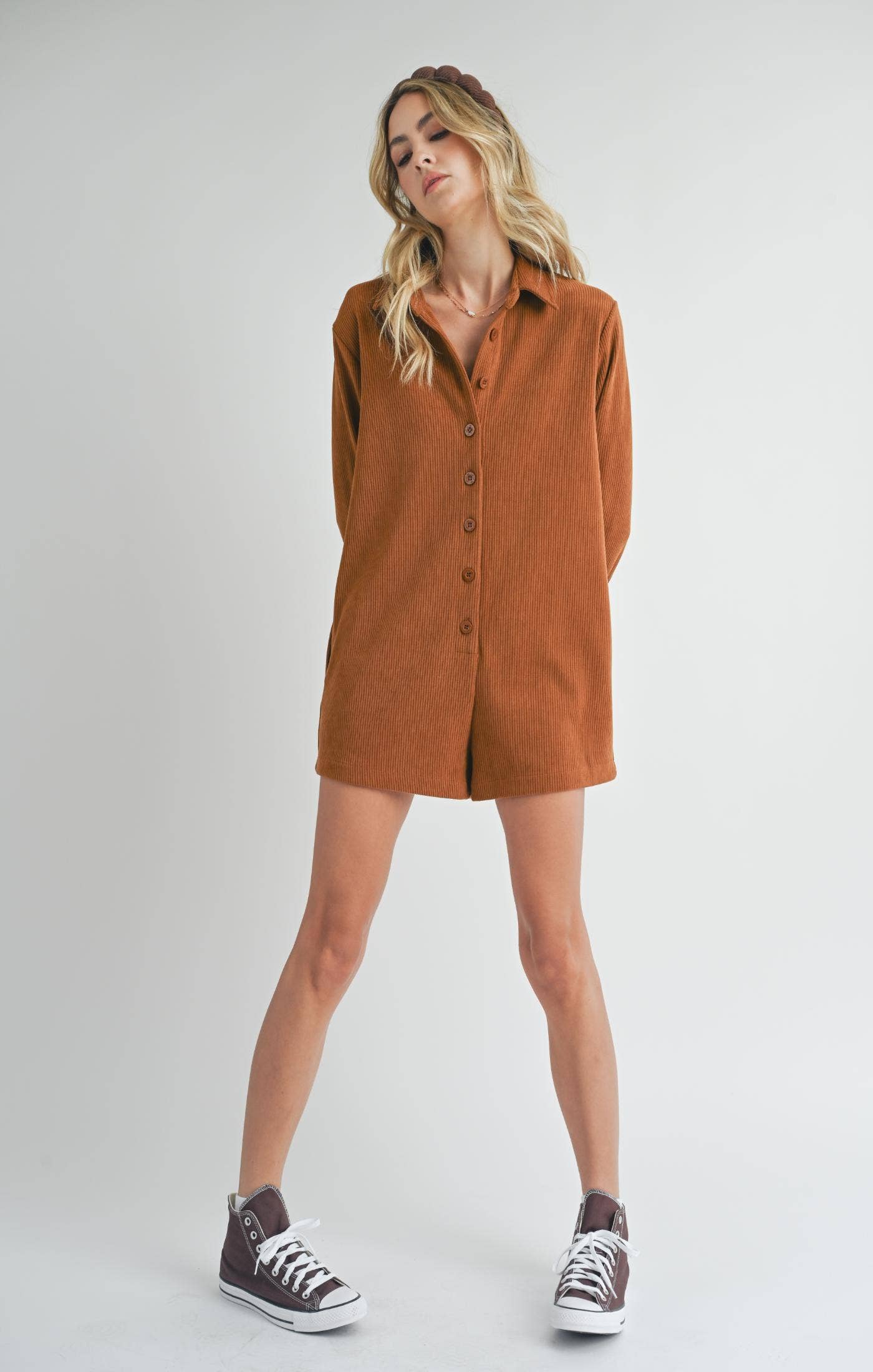 Camel Corduroy Romper