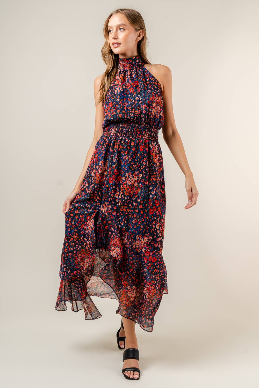 Floral Halter Neck Dress