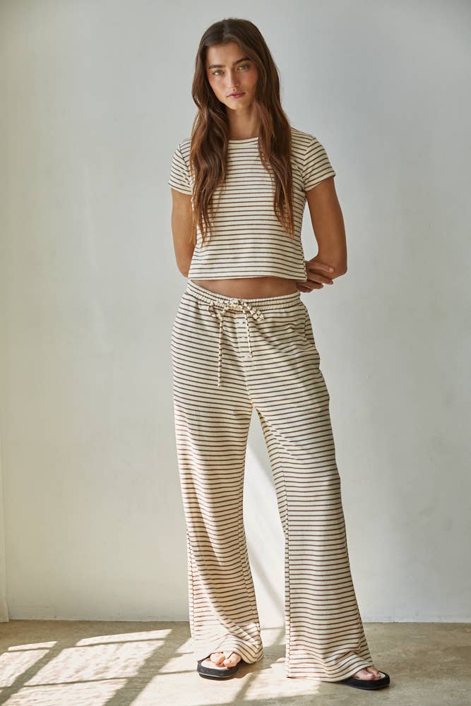 Cream Mocha Stripe Short Sleeve
