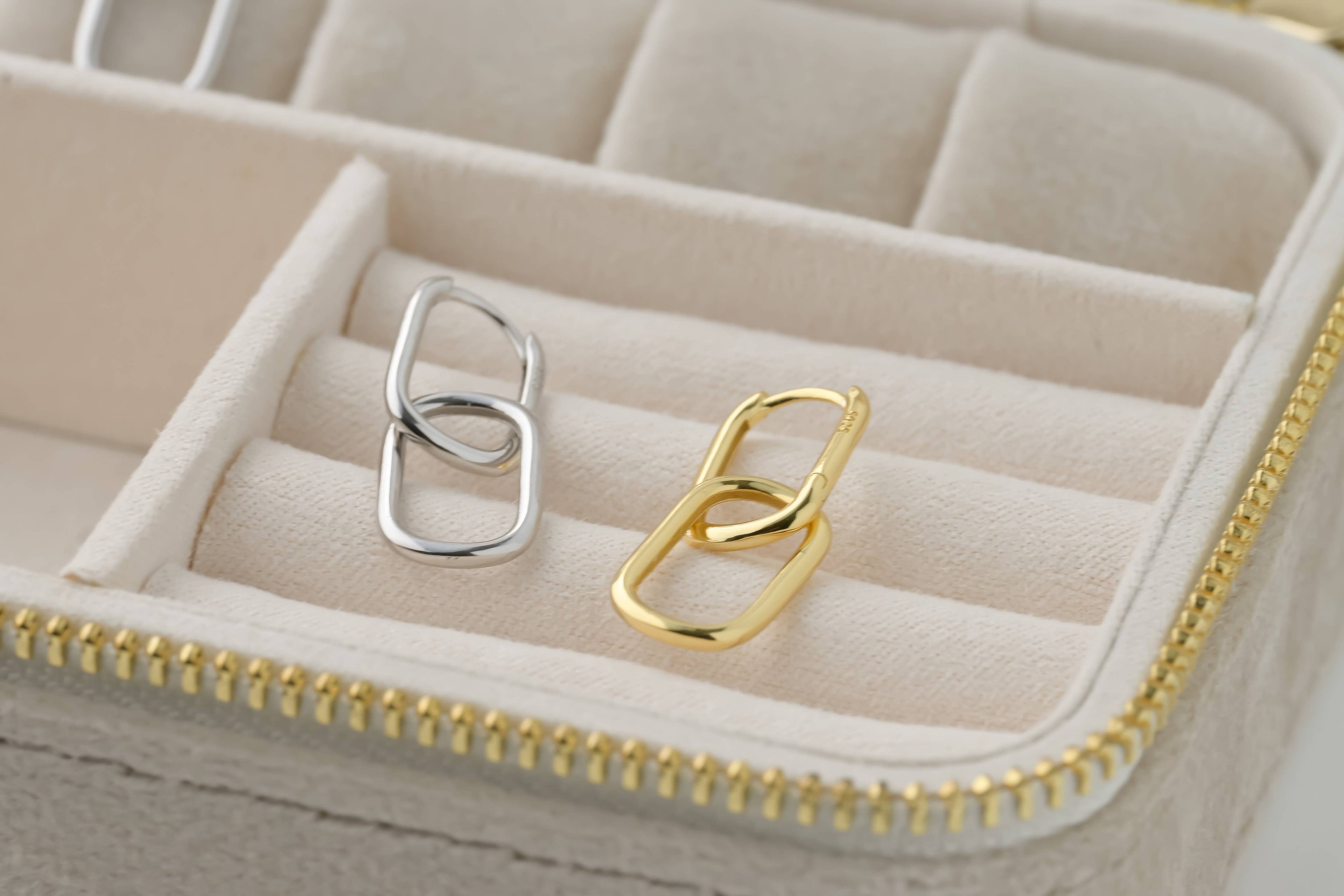 Double Oblong Hoops - Sterling Silver