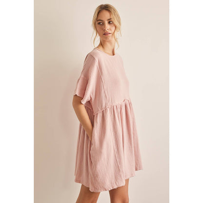 Blush Gauze Short Sleeve Dress