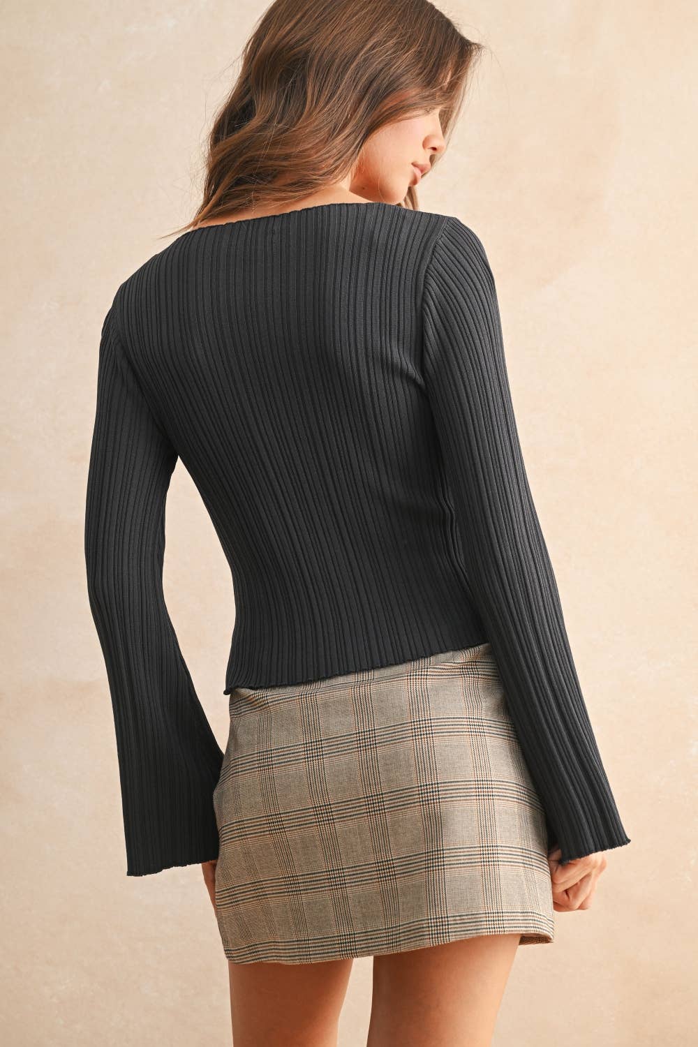 Ribbed Boat Neck Top