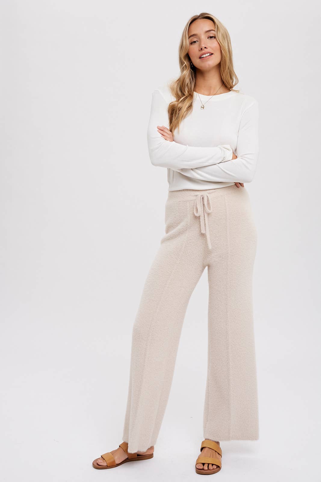 Fuzzy Knit Lounge Pants - Oatmeal