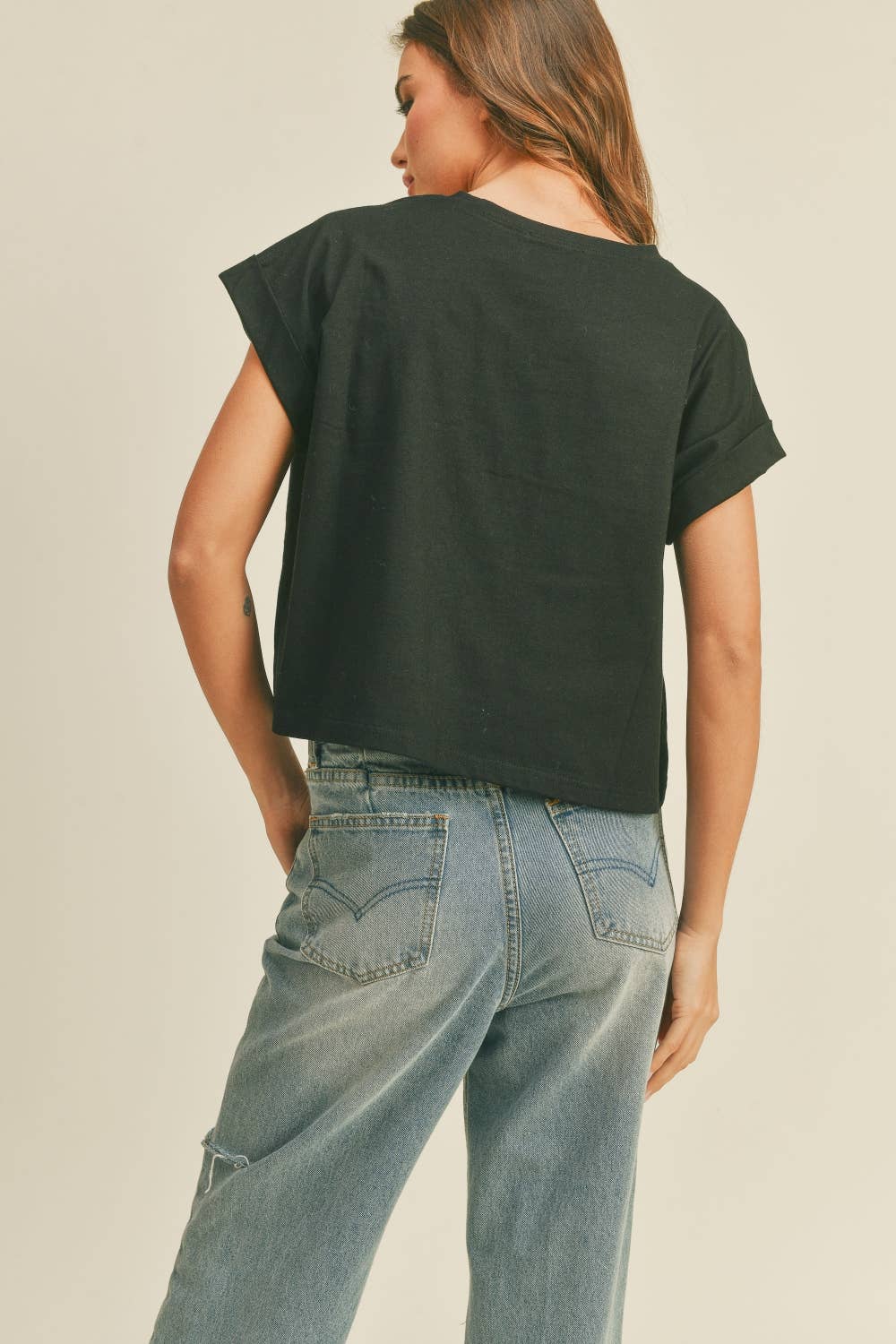 Black Cuffed Sleeve Tee