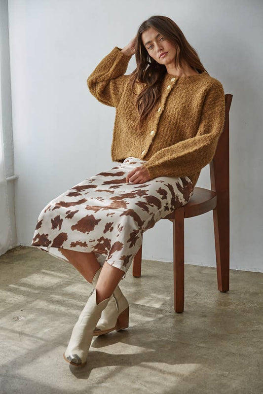 Cow Print Midi Skirt