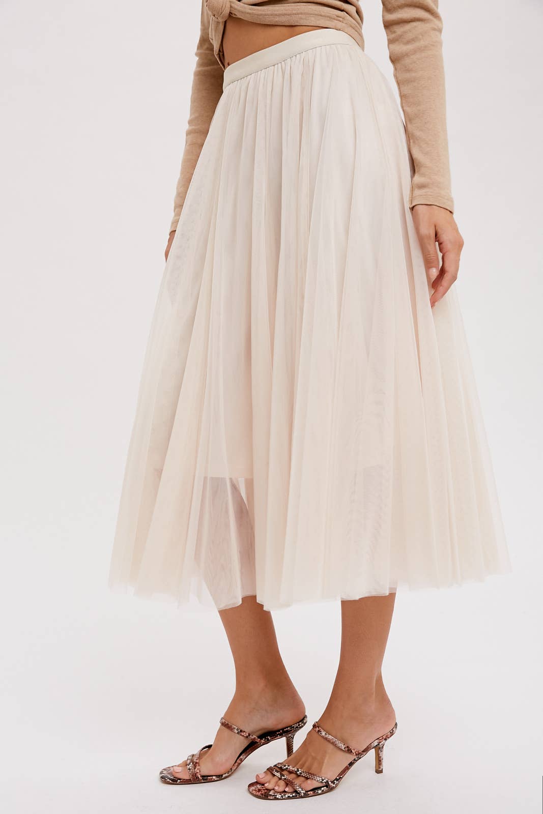 Tulle Midi Skirt - Shell