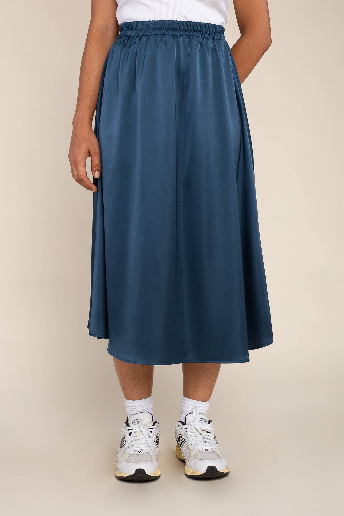 Satin Midi Skirt: Ink