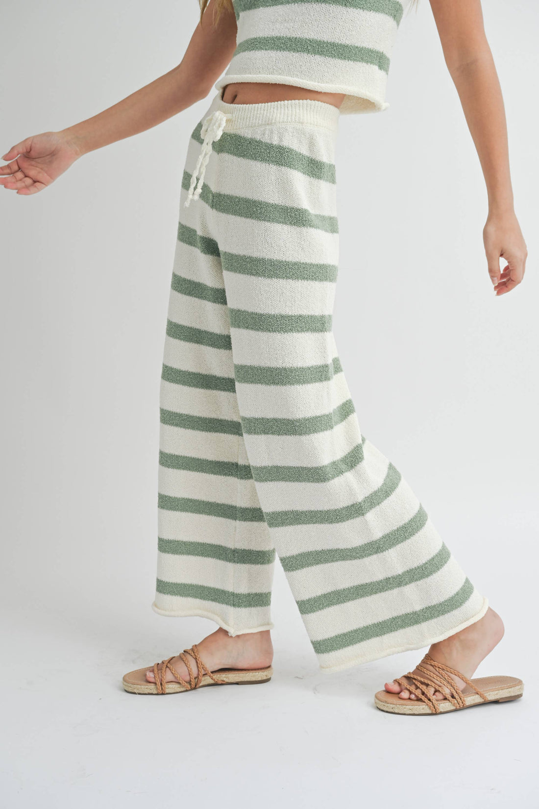 Sage Wide Stripe Knit Pants