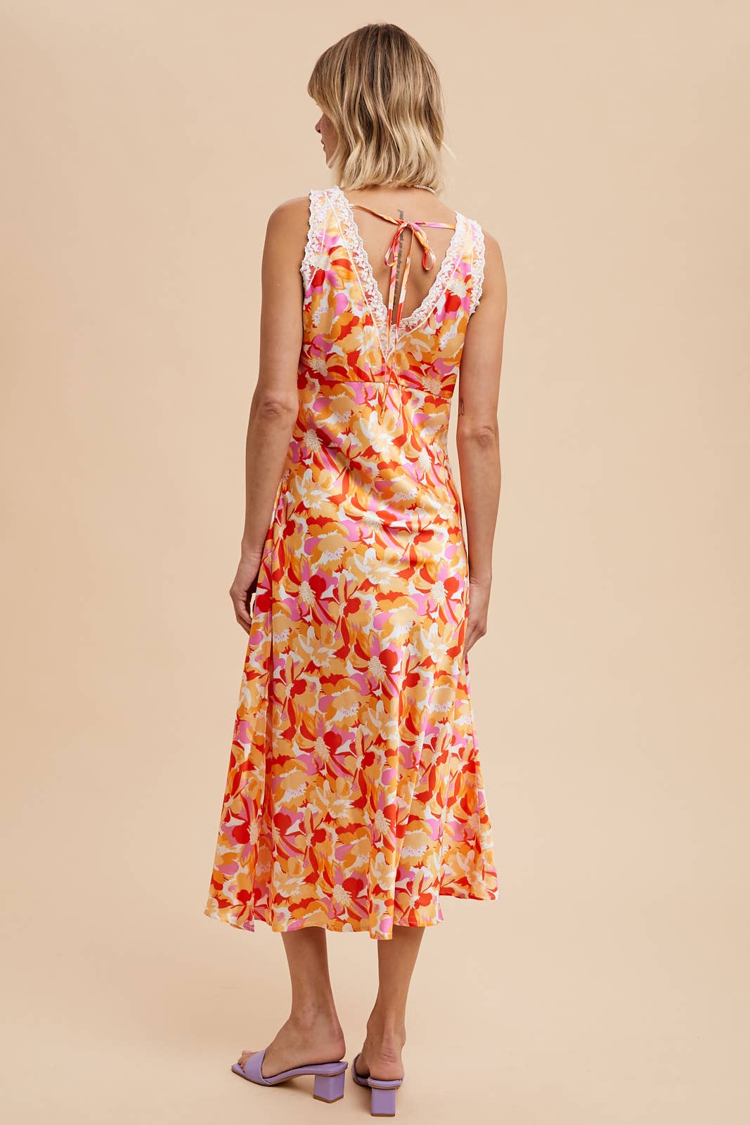 Papaya Multi Satin Floral Dress