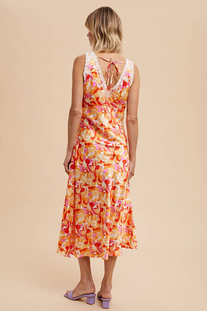 Papaya Multi Satin Floral Dress