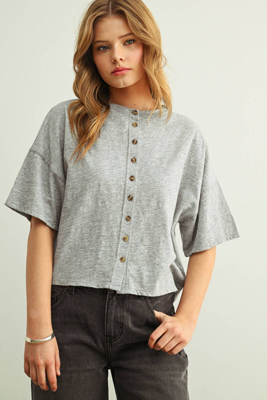Button Down Half Sleeve Top