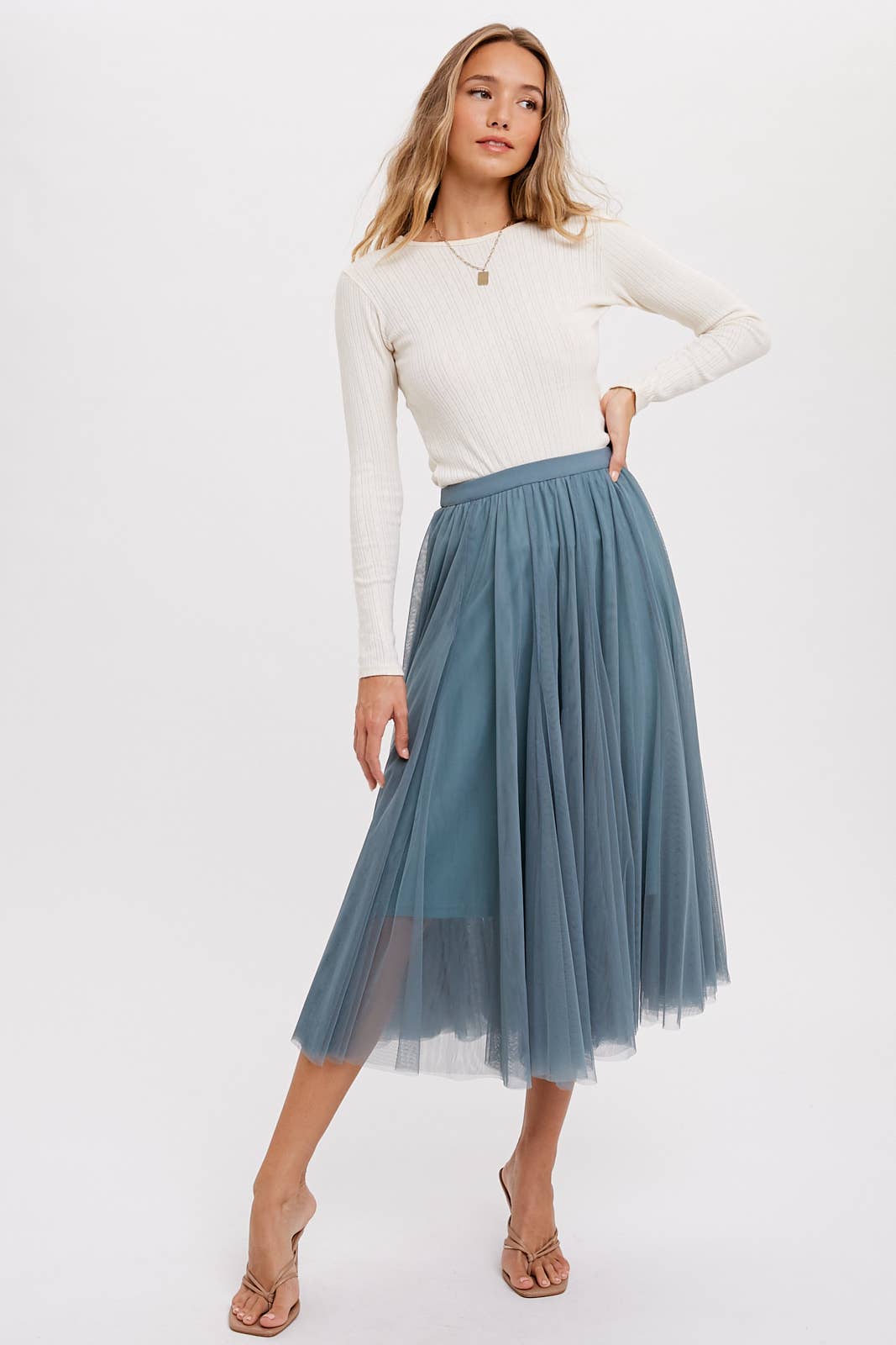 Tulle Midi Skirt - Dark Mint