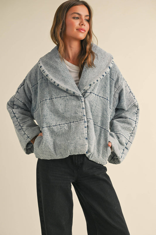 Quilted Collar Denim Jacket