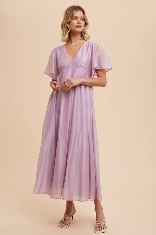 Flutter Sleeve Maxi Dress - Lilac
