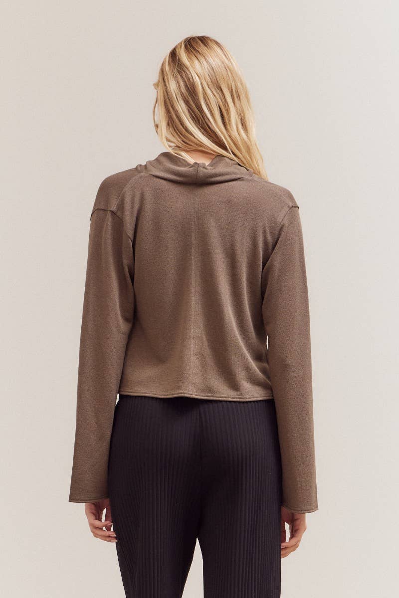 Cowl Neck Loose Top - Tapenade