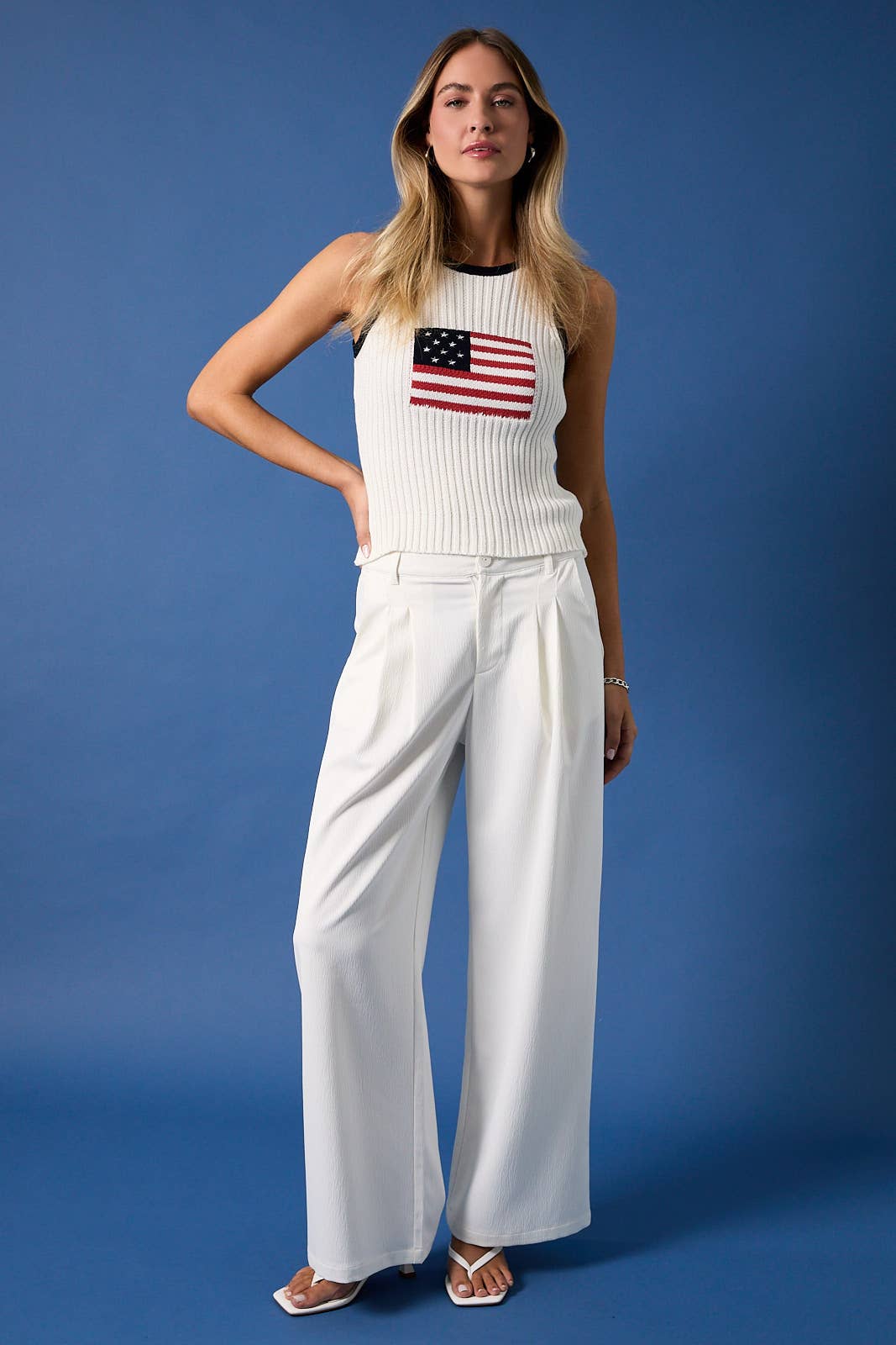 USA Flag Sweater Tank Top