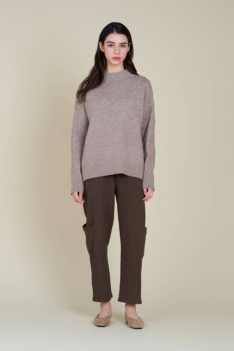 Funnel Neck Sweater - Taupe