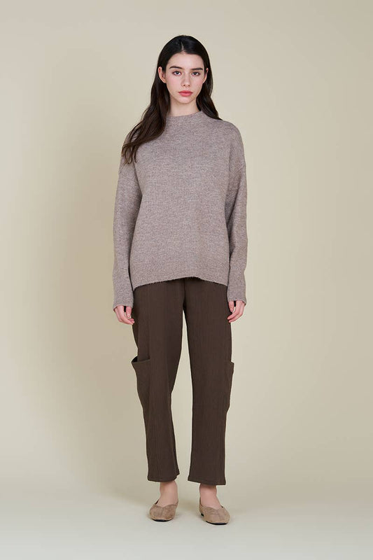 Funnel Neck Sweater - Taupe