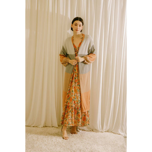 Color Block Long Cardigan