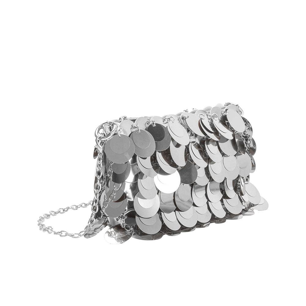 Gillie Silver Sequin Clutch
