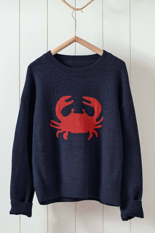 Navy Crab Knit Sweater