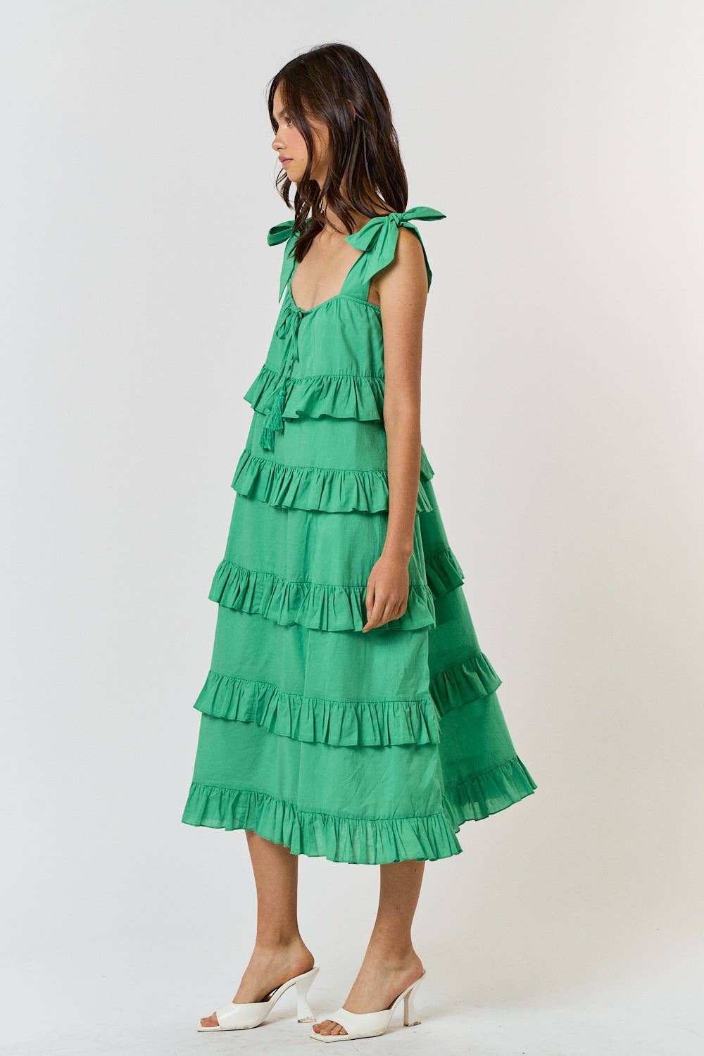 Green Maxi Ruffle Dress