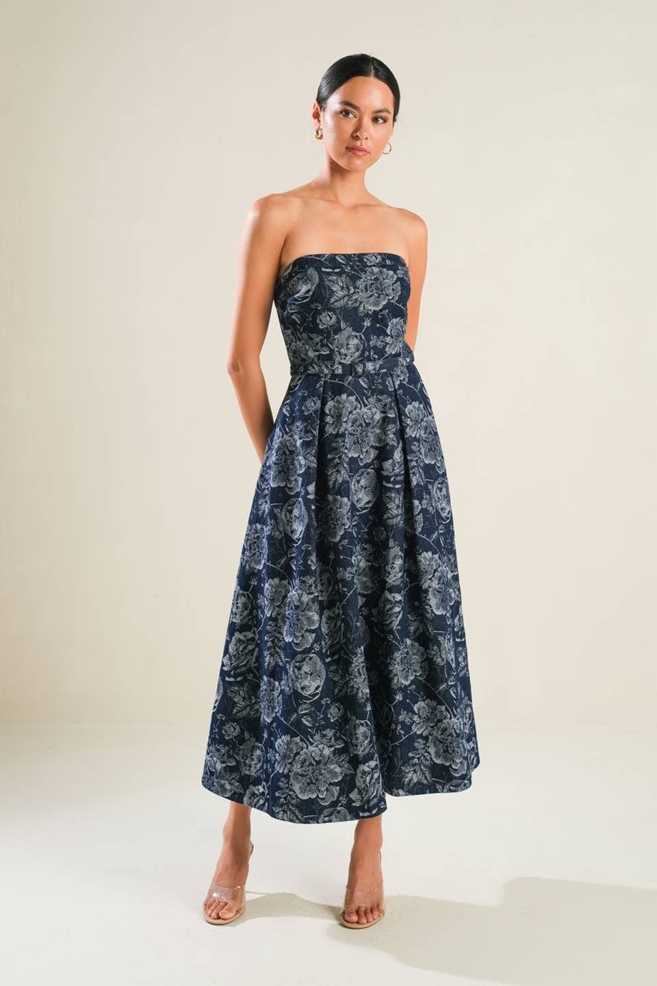 Jacquard Denim Midi Dress