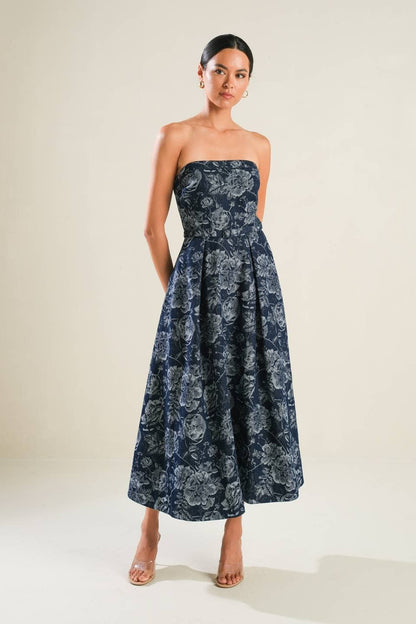 Jacquard Denim Midi Dress