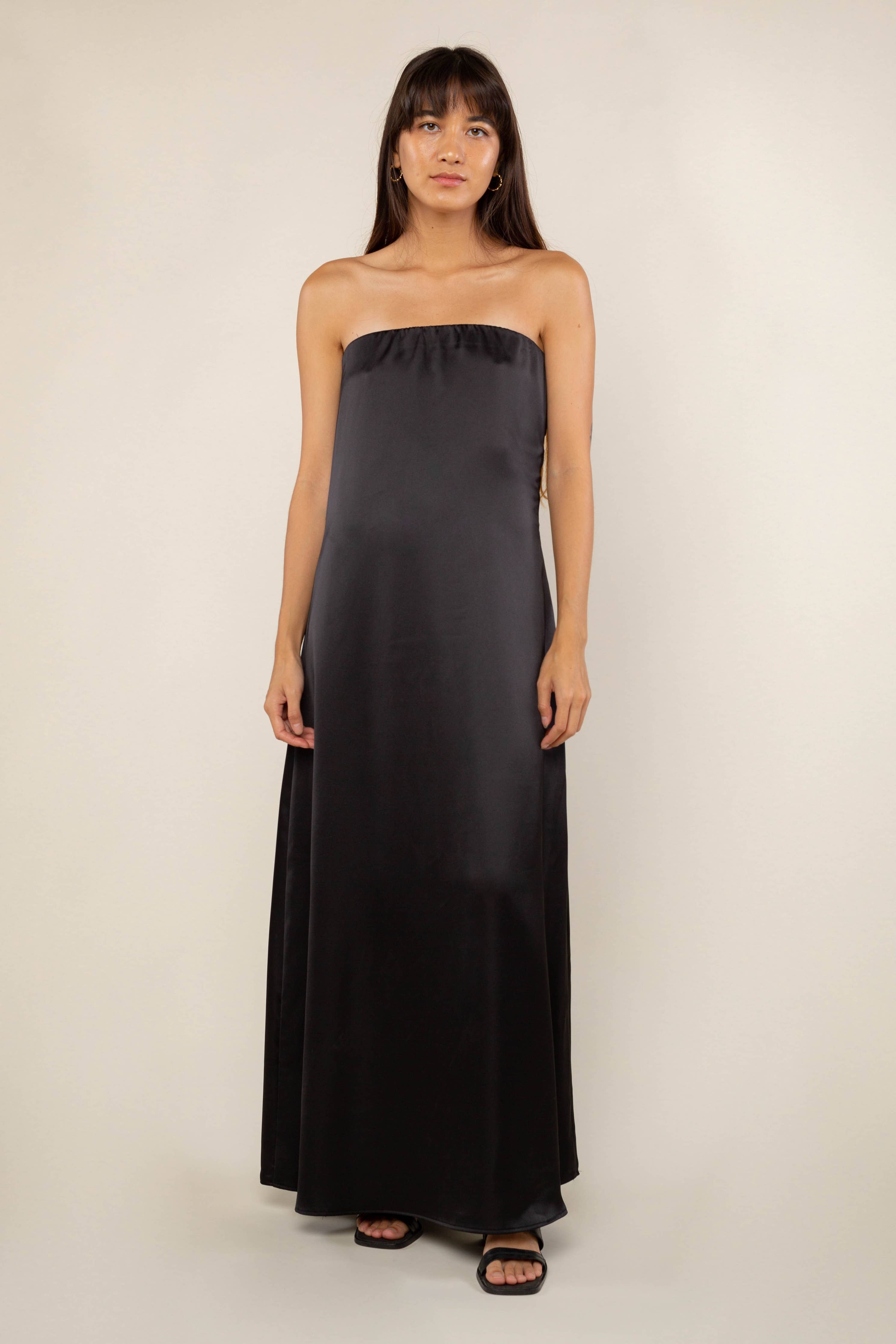 Dixon Satin Dress: Black